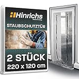 Hinrichs 2x Staubschutztür mit Reißverschluss - 220x120cm - Bautür transparent - Folientür mit Reißverschluss Abdeckfolie Maler - Staubschutz & Schmutzschleuse - reisßfeste Baustellentür