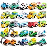 JOYIN 25 Stück Zurückziehen Stadtautos und Lastwagen Spielzeugfahrzeug-Set für Kleinkinder, Mädchen und Jungen, Kinderspielset, Die Cast Spielzeugautos Set