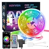 HOVVIDA LED Strip 10M, 1x10M, 24 LEDs/Meter, 24V RGB LED Streifen, 240 LED, APP und Fernbedienung, Musiksynchronisierung, Timing-Modus, für Zimmer, Schlafzimmer, Spielzimmer, Party, Festival