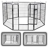 zoomundo Welpenauslauf 100cm hoch XL Laufgitter Tierlaufstall Welpenkäfig Absperrgitter Freilaufgehege Welpenzaun 8-Eck - Black Edition