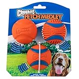 Chuckit! Fetch Medley Gen. 3 Gummibälle, Ultra Ball, Fetch Ball, Rugged Ballwerfer, kompatibles Kauspielzeug, Medium, 3 Stück