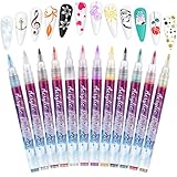 12 Farben Nail Art Pen 3D Nagelkunststift Set,Schönheit,Schmuck,Maniküre Werkzeuge,Graffiti Punktierungsstift, Zeichnen,Malen,Liner,Nagelkunststift DIY Linie Nagelkunst Graffiti.