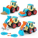 VoMii 4 in 1 Bagger Zerlegen Spielzeug Ab 3-5 Jahre - Baufahrzeuge, LKW, Sandkasten, DIY Auto - Geschenk für Jungen