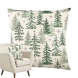 Generisch Weihnachtsbaum Zierkissen Bezüge - Dekorative Kissenüberzüge - 45x45 Zentimeter Festliche Kissenhülle für Foto Hintergrund Bastel Enthusiasten Party Planer Büro Wohnheim Sofa Kaffeehaus