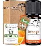 rooted.® BIO Orangenöl 10ml [100% NATURREIN] - Echte Orange - Citrus sinensis - Ätherisches Öl für Aromatherapie, Duftlampe, Diffusoren, Raumduft, Duftkerzen und -Seifen
