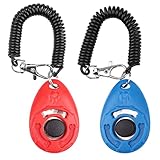 OYEFLY Hunde Clicker, Klicker mit Großem Knopf,2 Stück Hunde Klicker Set für Hundetraining Hundeerziehung Auch für Katzen Pferde (Rot und Blau)