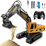 Gozuein Ferngesteuerter Bagger Spielzeug mit Licht und Sound – 2,4 GHz Bagger RC Spielzeugautos mit wiederaufladbarem Akku – Geschenk zu Geburtstag Weihnachten
