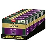 Jacobs Kaffeekapseln Lungo Intenso 8, Nespresso* kompatible Kapseln, Intensität 8/12, Intensive und herzhafte Noten, 200 Stück (5 x 40 Getränke)