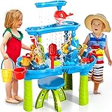 Doloowee Sand- und Wassertisch Spielzeug für Kinder, Wasserspieltisch Strandspielzeug, Sommer-Wasserspielzeug für Jungen und Mädchen 3 4 5 6 7 8 Jahre alt