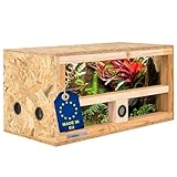 ITA Mini Terrarium 60x30x30 cm mit Seitenbelüftung & Integriertem Hygrometer - Holzterrarium aus OSB-3 Platten - Terrarien für Reptilien, Schlangen, Amphibien - EU Produkt, FSC Zertifiziert