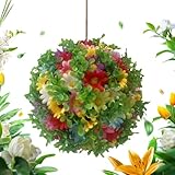 Künstliche Formschnitt-Kugel | Hängbare Gartendeko Mit Blumen Als Deko-Kugel - Pflanzendekoration Für Balkon, Garten, Haustür, Terrasse & Hinterhof