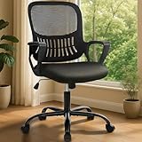 DUMOS Bürostuhl Ergonomisch Schreibtischstuhl mit Lendenwirbelstütze Verstellbaren Armlehnen Drehstuhl Höhenverstellbarer Office Chair Bürostühle Geeignet für Büro und Schlafzimmer（Schwarz）