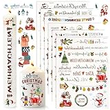 Kerzentattoos Weihnachten 6 Stück, RUNEAY Kerzensticker Weihnachten Wasserschiebefolie Kerzen Tattoo Weihnachten Kerzenfolie Transferpapier Weihnachtskerzen Transferfolie Kerzenaufkleber Sticker