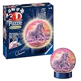 Ravensburger 3D Puzzle 11843 - Nachtlicht Puzzle-Ball Pferde am Strand - ab 6 Jahren, LED Nachttischlampe mit Klatsch-Schalter