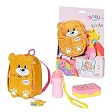 BABY born Zapf Creation 834961 Kindergarten Rucksack Set 36 cm-gelber Puppenrucksack in Bärenform mit Lunchbox und Trinkflasche