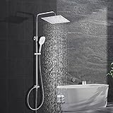 Görbach Edelstahl Duschsystem Duschset ohne Armatur Regendusche Überkopfbrauseset (SJ-E3030CP), Chrom