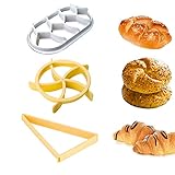 Anicy 3 Stück Brötchenstempel, Brotstempel, Brot Backen Zubehör Set, Semmeldrücker für Kaisersemmel Stempel, Brot-Rolle, Croissant-Schneider, Home Brotpresse Form