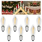 MZYOYO 7 Stück E10 LED Glühbirne,AC 14V-55V E10 LED Spitzkerzen für Schwibbogen,E10 LED Kerzen Birnen für Schwibbogen,Schwibbogen LED 2100K Warmweiß,0,2W,3LM