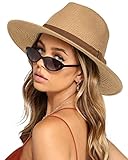 FURTALK Unisex Panamahut Breite Krempe Sonnenhut für Damen und Herren Sommerhut UV-Schutz Strandhut Verstellbare Strohhut