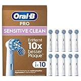 Oral-B Pro Sensitive Clean – ORIGINAL Aufsteckbürsten für Elektrische Zahnbürste – Sanfte Zahnreinigung, Ersatzbürsten mit X-Borsten, Zahnbürstenaufsatz, Briefkastenfähige Verpackung – Weiß, 10 Stück