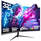 Gawfolk 32 Zoll Curved Gaming Monitor 180HZ / 165Hz / 144hz PC Bildschirm Full HD 1080P, Rahmenloses 1800R Gebogenes Computerbildschirm mit FreeSync und Eye Care Technologie, unterstützt VESA