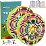 Faburo 2 Stück Gummitwist Kinder mit Anleitung für Hüpfspiele, Hüpfgummi 4m lang 1cm weit Gummi Twist, Indoor und Outdoor Spielzeug, Gartenspiele Kinder, Regenbogen Band - Geschenk für Mädchen & Junge