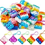 JOYIN 30 Stück(Quadrat) Pop-Schlüsselanhänger, Mini-Fidget-Spielzeug, , Partygeschenke für Kinder von 4–8, Popit Keychain für Kinder Jungen Mädchen Mitgebsel Kindergeburtstag