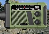 Kurbelradio,1800MA Notfallradio,Solar Radio,Notfall Solarradio,Kurbelradio Solar,Notradio Batterieradio Für Outdoor,Camping,Notfälle,SOS,Stromerzeugung per Handkurbel, Solarladung,Grün(160*96*56MM)