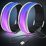 flintronic LED Armband Aufladbar, 2 Stück Reflective LED Leuchtarmband mit USB, Led Armbänder Leuchtband, Sicherheits Licht, Unisex für Nachtlauf, Joggen und Outdoor Sports