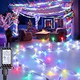 Jyoiat 9,2 m lange Lichterkette mit 240 LEDs, mehrfarbig, mit 14 Modi und Timing-Funktion, wasserdichte Dekoration für Garten, Hof, Terrasse, Veranda (weiß)