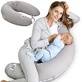 sei Design Stillkissen 170x30 cm ergonomisch | Schwangerschaftskissen Seitenschläferkissen Komfortkissen Erwachsene | Neugeborene Baby Kissen mit Bezug 100% Baumwolle