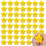 100 Stück Stern Lächeln Gesicht Stressbälle, 5cm Stern Schaum Smile Ball Sternform Stressball Relief Stern Stress Ball Lächeln Stressball für Schule Belohnung Student Party Tasche Füllstoffe (100)