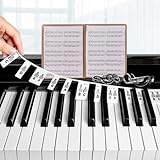 Stehaufe Abnehmbare Klaviertastatur Notenetiketten, Wiederverwendbare Silikon-Tastatur-Notizaufkleber mit 88 Tasten für Anfänger, Kinder und Erwachsene (Klassisch Schwarz)