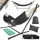 KESSER® Hängematte Lake mit Gestell, Doppel für 2 Personen, 200kg Belastbarkeit, Indoor & Outdoor, XXL Hängesessel, Garten, Pool, Balkon, Terrasse, Inkl. Kissen, Beutel & Tasche, Anthrazit