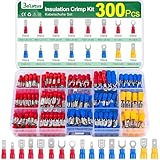 300 Stück 0.5-6.0mm² Kabelschuhe Set, Bolatus 16 Type Kabel Steckverbinder Sortiment, Kabelverbinder KFZ, Crimpverbinder Elektrische, Stoßverbinder Sortiment Set