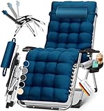 KESSER® Sonnenliege Liegestuhl Klappbar & Wetterfest, Gartenstuhl Belastbar 200kg Ergonomisches Polster Extra Breit Verstellbare Rückenlehne Gartenliege inkl. Nackenkissen & Getränkehalter, Navyblau