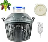 Glasballon Set +Gummikappe+ GÄRRÖHRCHEN Weinballon, Flasche, Glasflasche, Gallone, Gärbehälter, Glasgärballon, Gäreimer, Gärballon WEITHALSBALLON Ideal für Wein, Saft, Met & Most (10L)