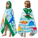 Joiedomi Dinosaurier Badeponcho Kinder Strandtuch 127 x 77 cm Bade-Poncho-Kinder - Weiches Baumwoll-Badetuch für Kinder von 3-10 Jahren- saugfähiges Handtuch