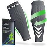 Atlas Athlete Waden Kompression - Kompressionsstrümpfe ohne Fuß für Damen und Herren - Atmungsaktive Wadenbandage - Ideale Sport Unterstützung beim Laufen Joggen Radfahren Handball Sleeve