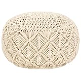 vidaXL Sitzpuff Makramee Handgefertigt Pouf Sitzpouf Puff Sitzkissen Sitzhocker Fußhocker Hocker Fußbank Ottoman Polsterhocker Fußbank Fußschemel Handgefertigt 45x30cm Baumwolle