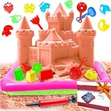 Kinetischer Sand Kinder Set Sandkasten Sandbox 1.5kg +18 Zubehör Bunter Magic Sand Kinder Set Magischer Sand Zaubersand Spielsand Kinetischer Sand Junges Mädchen Sandknet Kinder ab 3 4 5 Jahre-Orange