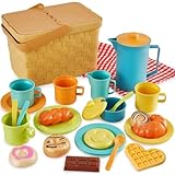 HERSITY Picknickkorb Kinder Teeservice Spielküche, Picknick Kinder Set mit Decke, Tee Set mit Dessert Spielzeug Outdoor, Geschenk für Jungen Mädchen 3 4 5 Jahre