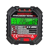 Socket Tester Hancaner Steckdosentester mit RCD-Prüfung und LCD-Voltage-Display 90~250V/45~65Hz fi tester Automatischer Stromkreis-Polaritäts-Spannungsdetektor-Unterbrecher-Sucher HT107D