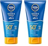 NIVEA SUN Sonnencreme mit LSF 50+, 3x wasserfester sofortiger Sonnenschutz vor UVA/UVB-Strahlen, 48 Std. Feuchtigkeit mit Vitamin E, Schutz & Pflege Ultra Lotion (150 ml) (Packung mit 2)