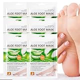 Thoquene 6 Paar Hornhaut Entfernen FußPeeling Fussmaske Socken, Feuchtigkeitsspendende Foot Peel Mask, Fußmaske(Aloe Vera)