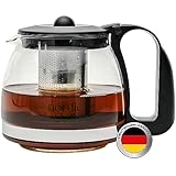 NORDIC SCHILLER Premium Teekanne Glas, Hitzebeständig Glaskanne mit Deckel 1250ml Teekanne mit Siebeinsatz Teekanne Thermo mit Edelstahl Filter Sieb, Tea Maker, Teekanne mit Sieb Tee Kanne Aus Glas