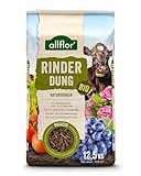 Allflor Rinderdung gekörnt - 1 x 12,5 Kg - Rinderdungpellets im Beutel - Wirtschaftsdünger von Rindern - Biologischer Gartendünger - Rindermist - Fördert die Humusbildung