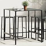 Makastle Garten Partytisch Bartisch Stehtisch Industriestil Hoher Tisch Bistrotisch Balkontisch Gartentisch, Stahlrahmen, Schwarz 100x100x110 cm