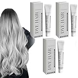 Langanhaltende, nicht schädigende Creme für graues Haar, silbergraue natürliche Haarfärbecreme, weiße Haarfarbe, silbergraue Haarfarbe für Frauen und Männer mit grauem Haar, einfach (3pcs)