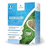 LERAVA® Eisensulfat [20m²] - Versorgung mit Eisen, Kalium, Magnesium - Moosvernichter rasen- Bodenansäuerung für bessere Nährstoffaufnahme - Für jeden Rasentyp -eisendünger rasen – made in Italy